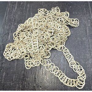 Long Vintage Silver-Tone Twisted Chain Necklace Intricate Interwoven Links HS219